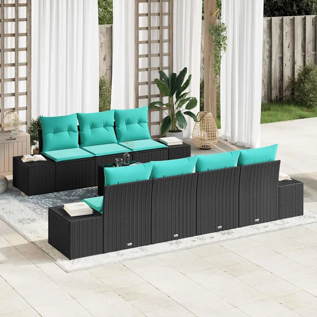 Set Divano da Giardino 8 pz Nero polyrattan 3346976