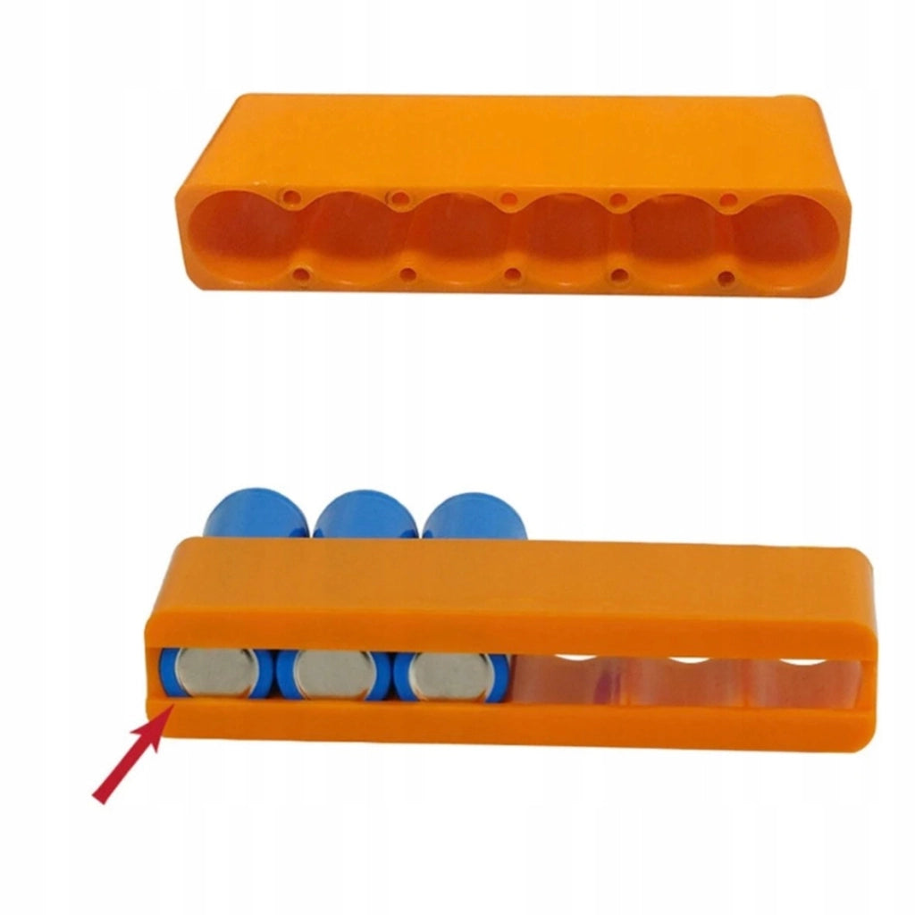 Forma di Saldatura per Batterie a 6 Celle – Struttura Stabile, Spazio per Nastro Nichelato | Dimensioni: 11x2x3,5 cm