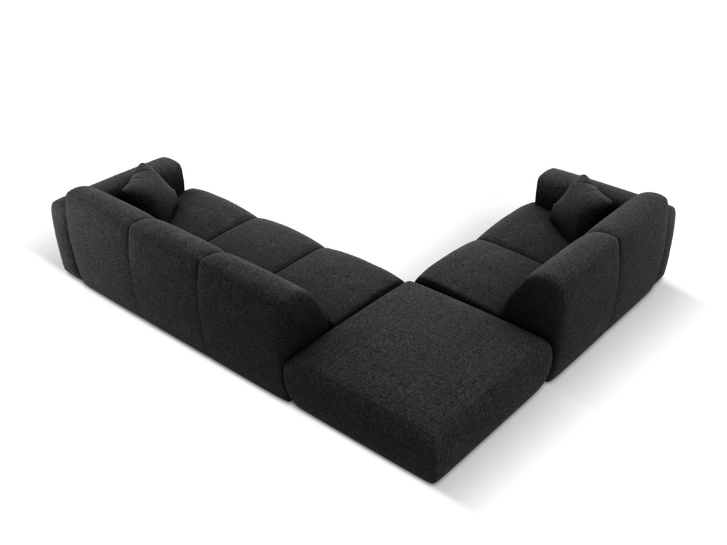 Cosmopolitan Design - Divano angolare sinistro "Nolio" 4 posti in ciniglia nero 