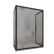 Box doccia 3 lati 90x160x90 CM H 200 Vetro Trasparente Profilo Nero Matt mod. Deco Trio