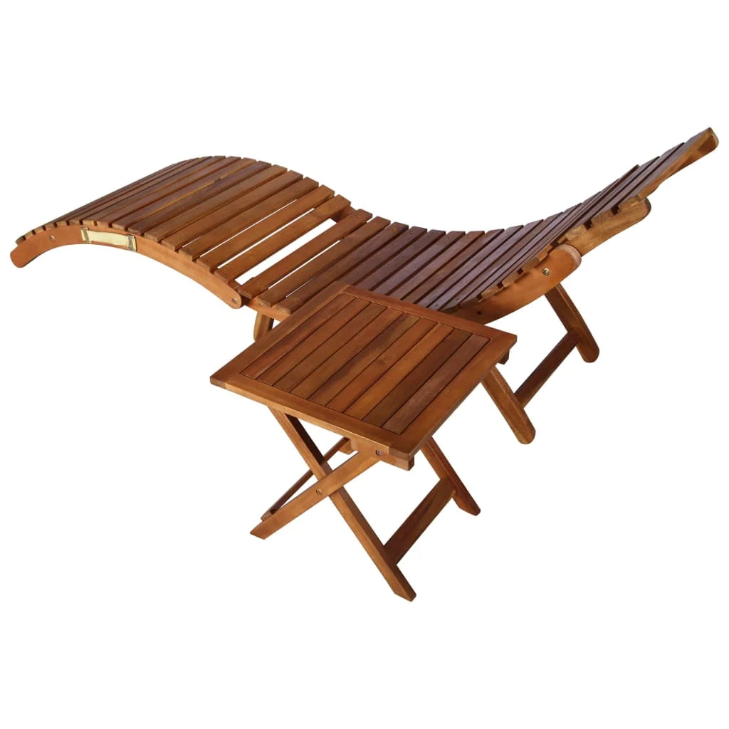 Lettino prendisole sedia a sdraio lettino prendisole letto da giardino mobili da esterno per patio con tavolo e cuscino legno di acacia 02_0012622