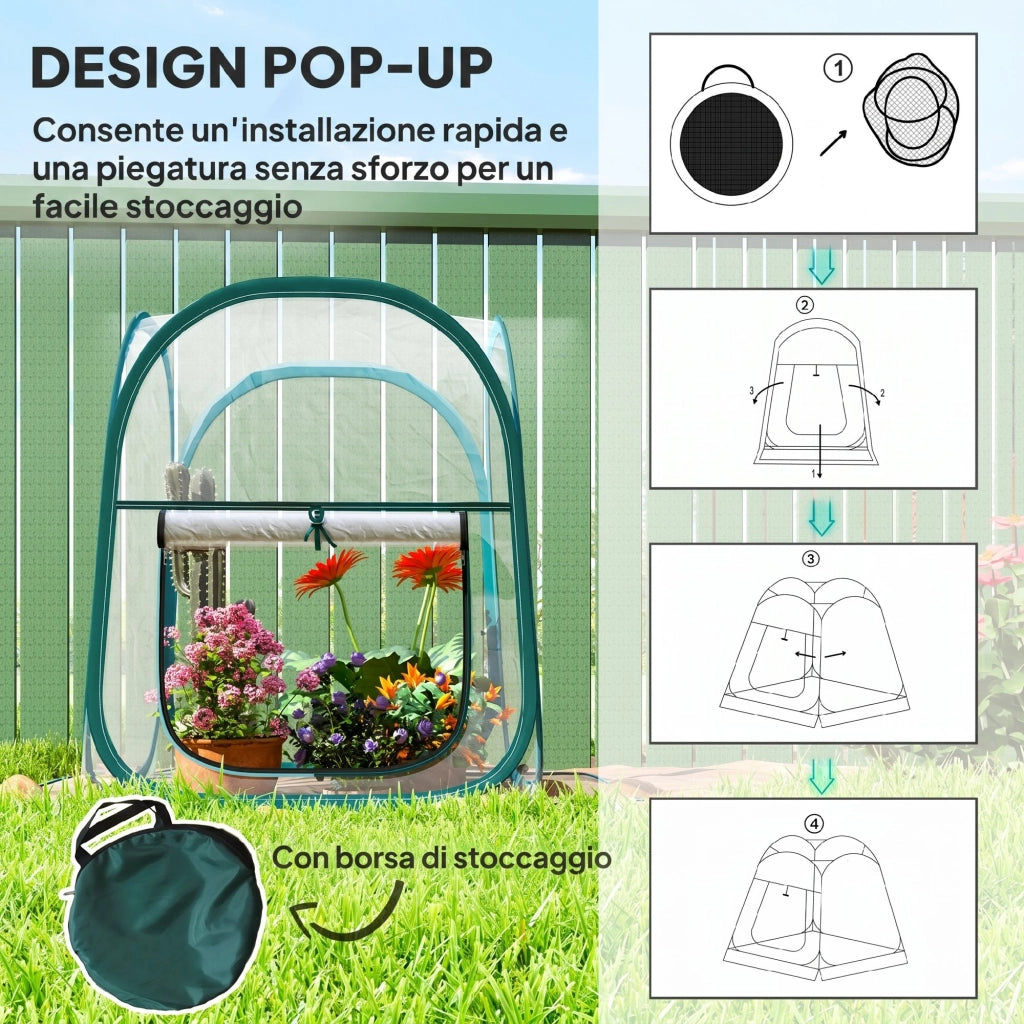 Mini Serra Pop Up ¨C Minimal ¨C Plastica Trasparente 70x70x80 cm