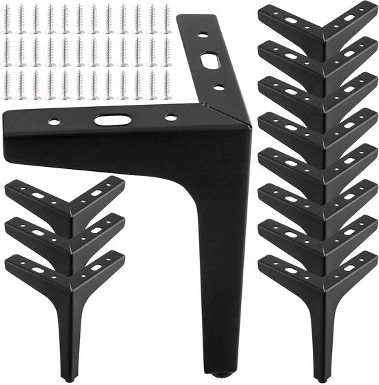 Set di 12 supporti per mobili 17 cm - Nero - In acciaio - Drittaggiate - Per tavolo da caffè o comò - Progettati per resistere agli urti - Supporti per mobili in acciaio