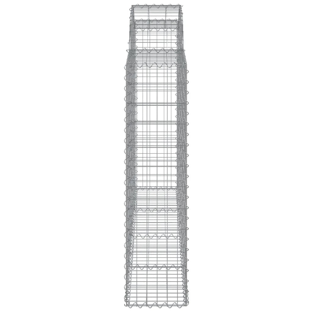 Cestini gabbioni recinzione a gabbia muro di contenimento ad arco 3 pezzi 200 x 30 x 120/140 cm ferro zincato argento 02_0040728