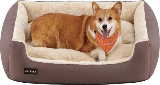 Cuscino Luxe Reversibile per Cani - Dimensioni 85x65x21 cm - Pochette per Cani in Pelle Marrone