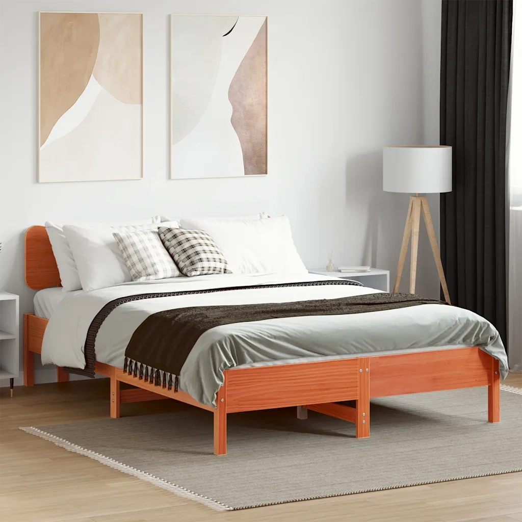 Giroletto senza Materasso-Struttura Letto Marrone Cera 135x190 cm Legno di Pino 447390