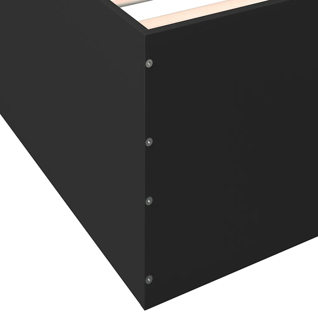 Letto matrimoniale | Letto per adulti | Giroletto Nero 150x200 cm in Legno Multistrato