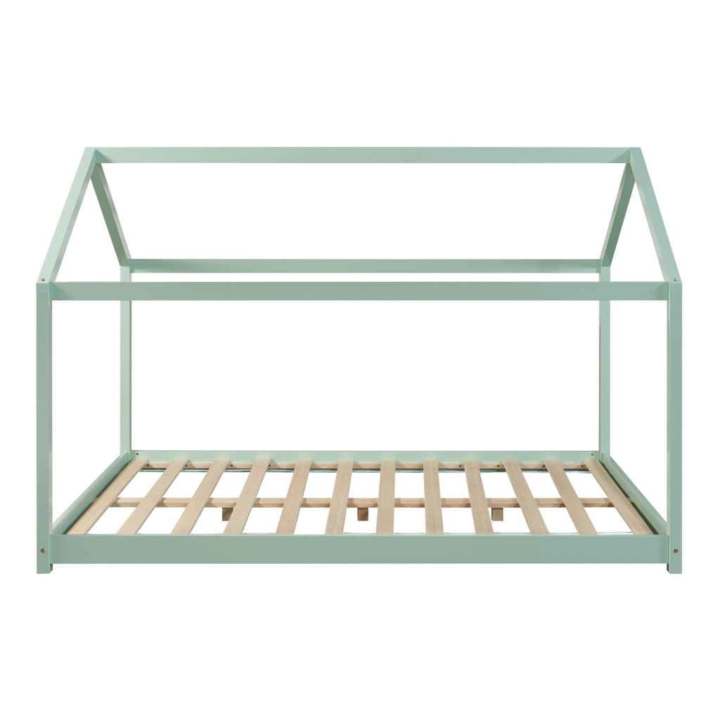 Letto per Cameretta Cerro a Forma di Casetta con Materasso 140 x 200 cm Menta Verde [en.casa]