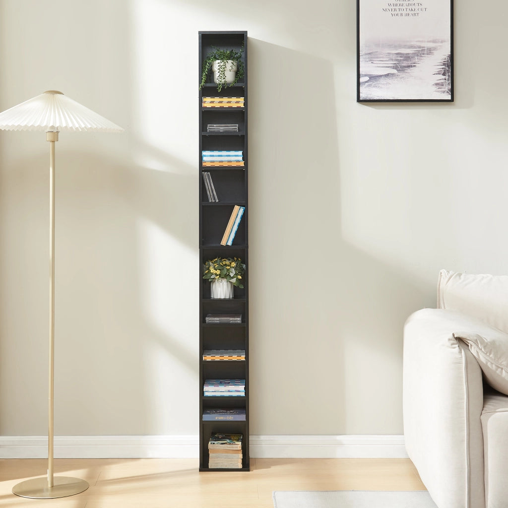 Scaffale a Colonna Tynset con 12 Scomparti per CD DVD 175x20x20 cm Nero [en.casa]