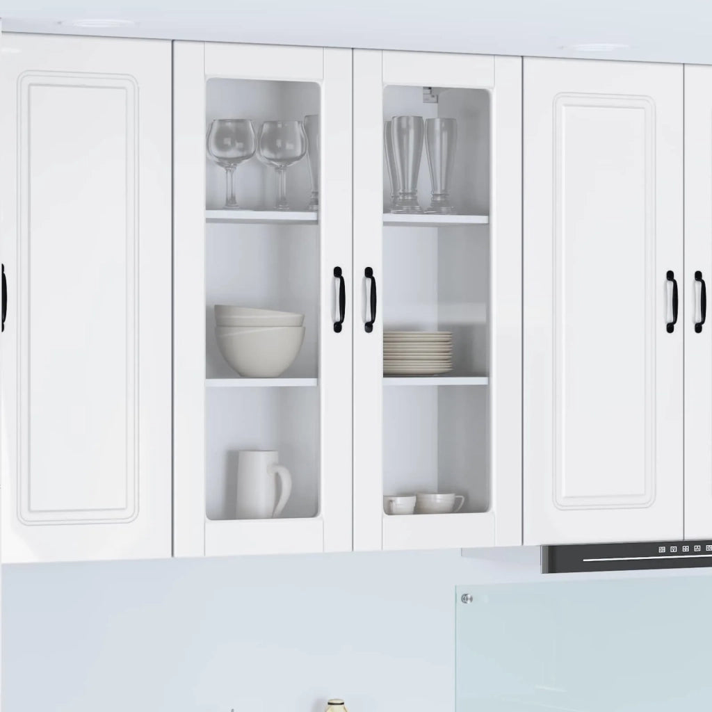 Pensile da cucina | Mobile in vetro da parete PORTO Bianco Lucido 80 x 31 x 100 cm