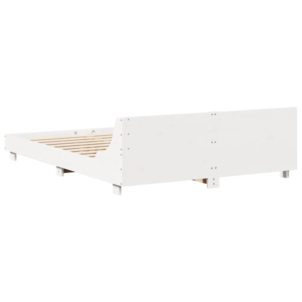 Letto senza Materasso Bianco 140x190 cm Legno Massello di Pino