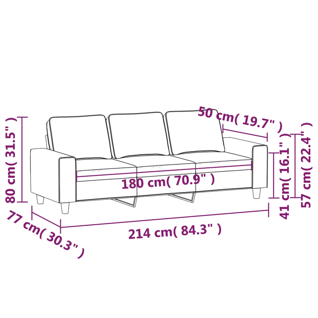 Divano a 3 Posti Marrone 180 cm in Tessuto 359402