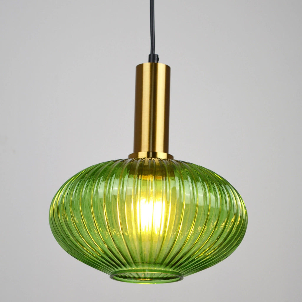 Lampada a sospensione Norfolk verde/ottone E27 Ø24,5 cm