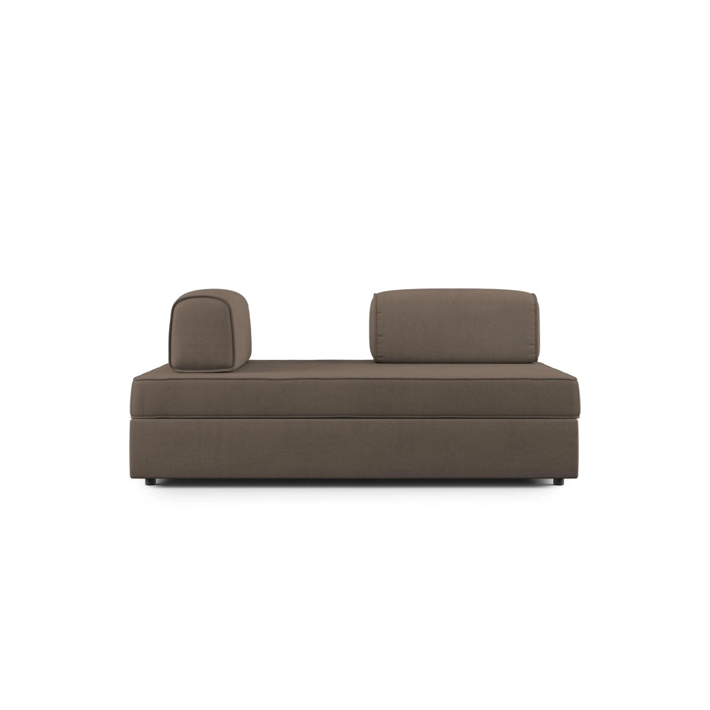 Liberty Divano con pouf estraibile e schienali movibili in tessuto morbido impermeabile T02 200 cm marrone