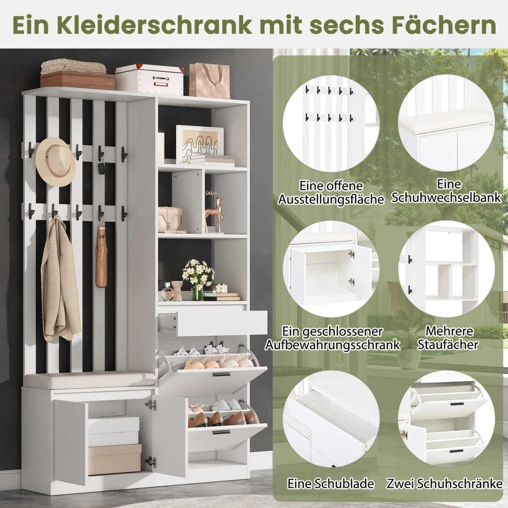 ARMADIO DA INGRESSO 120x30x200 cm in MDF bianco