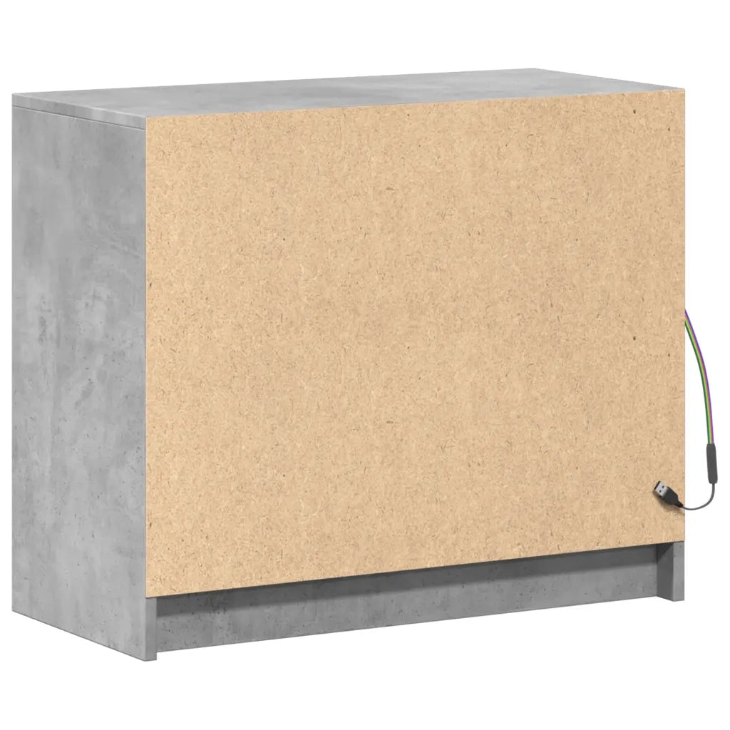 Credenza | Madia | Buffet da pranzo | Armadio da pranzo con LED Grigio Cemento 72x34x61 cm Legno Multistrato