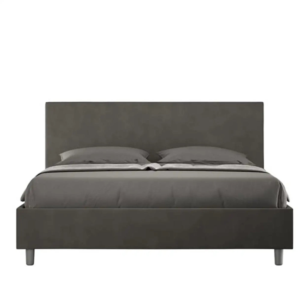 Letto matrimoniale contenitore imbottito 160x190 microfibra grigio Adele