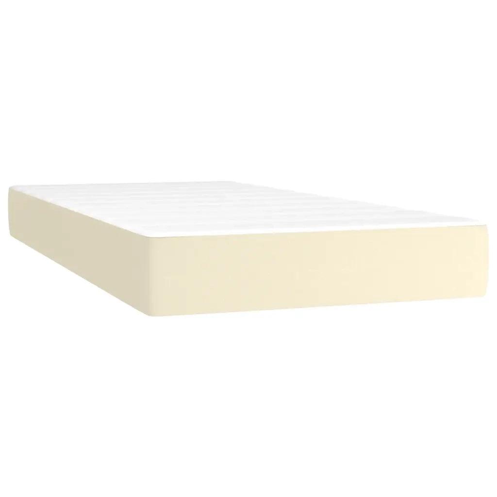 Letto singolo | Letto per adulti | Giroletto a Molle con Materasso Crema 90x190 cm in Similpelle