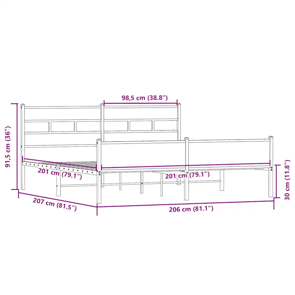 Giroletto senza Materaso in Metallo Rovere Sonoma 200x200 cm 3308507