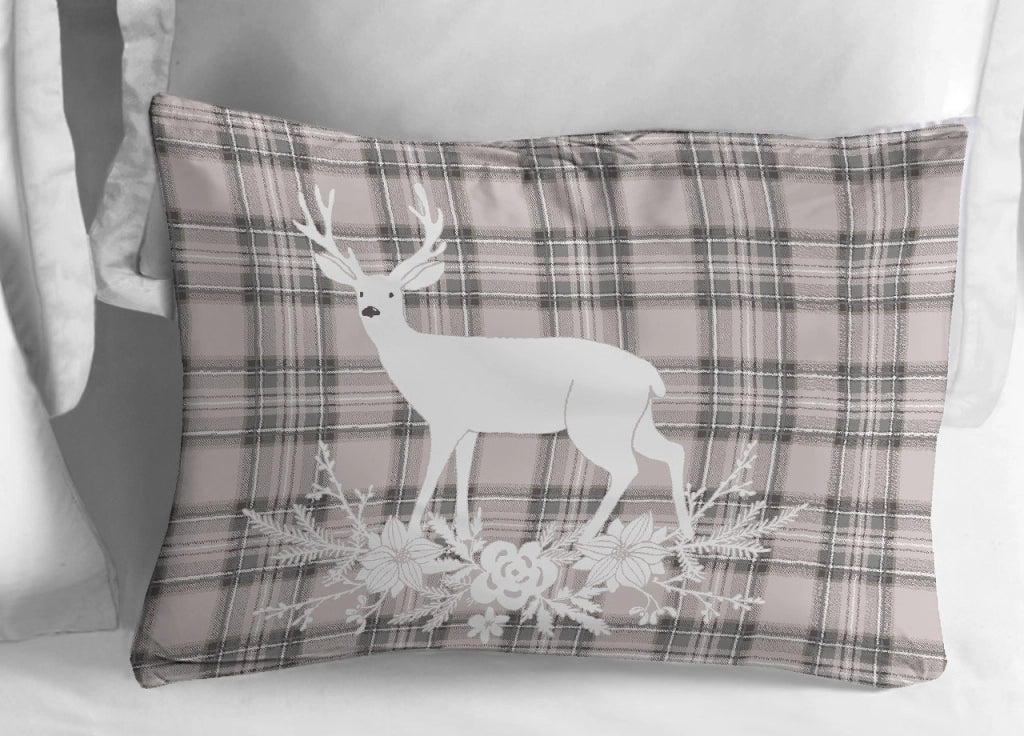 Copripiumino Sacco Piumone Cotone Flanella Pensieri Delicati Dis. Tartan Cervo - Singolo - Beige