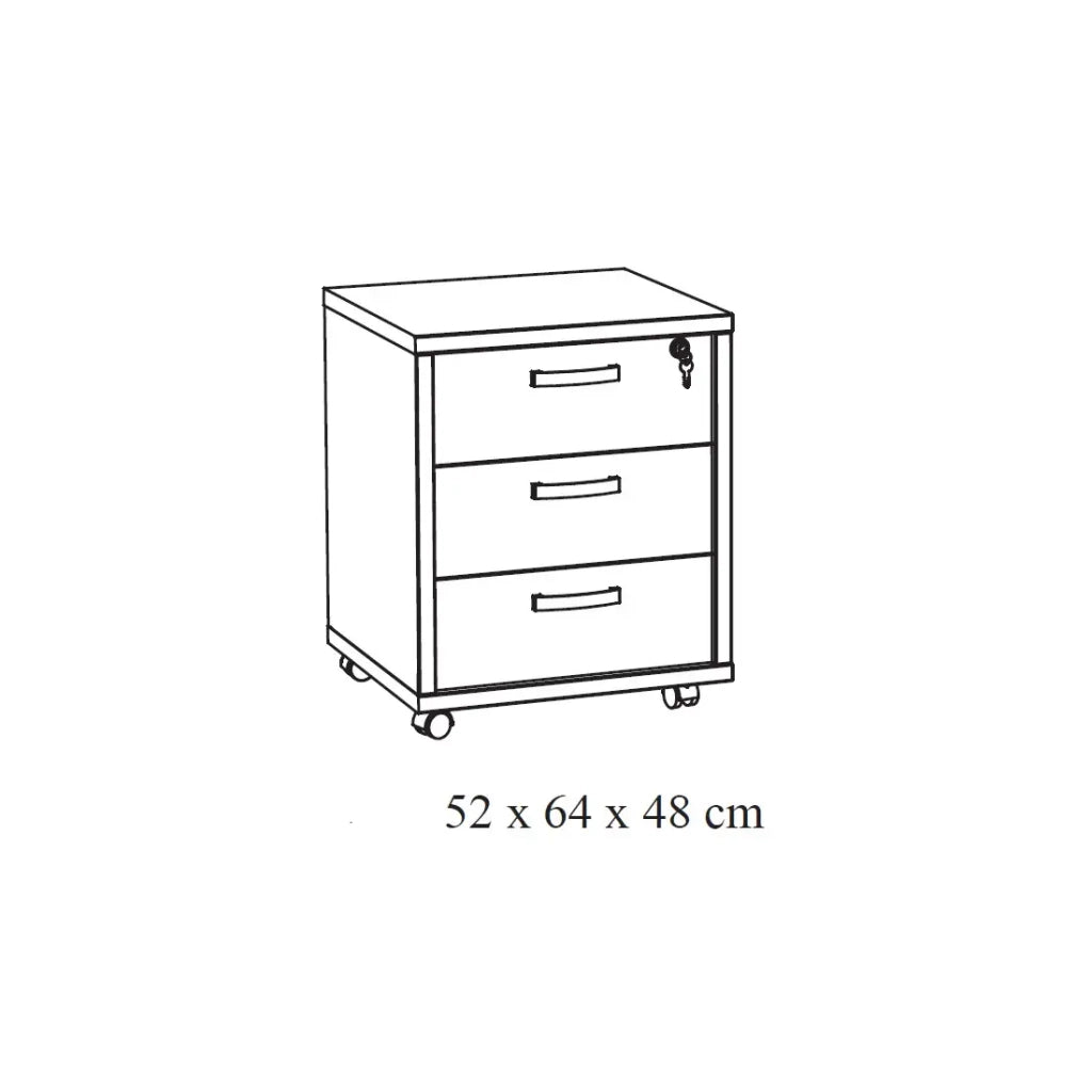 Cassettiera da ufficio a 3 cassetti colore rovere dorato collezione DEPÉ