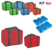 2Borse Termiche 24LT e 7LT con 2 Mattonelle Ghiaccio 400ml colore Rosso
