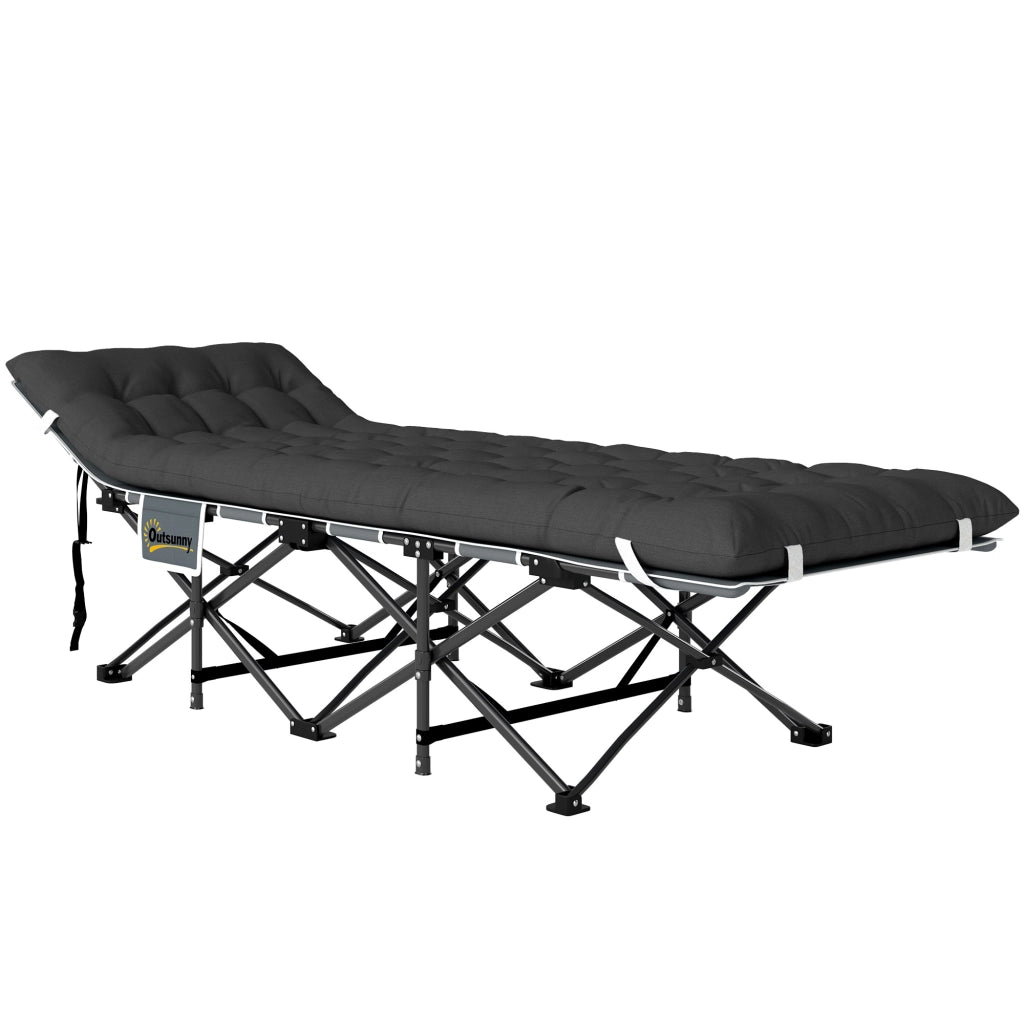 Letto da Campeggio Pieghevole con Materasso e Cuscino ¨C zephmum ¨C 186x68x37 cm Nero