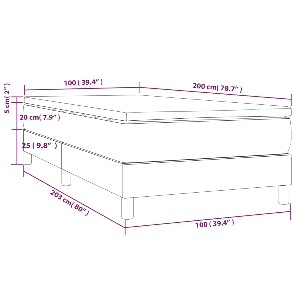 Letto singolo | Letto per adulti | Giroletto a Molle con Materasso Tortora 100x200 cm in Tessuto