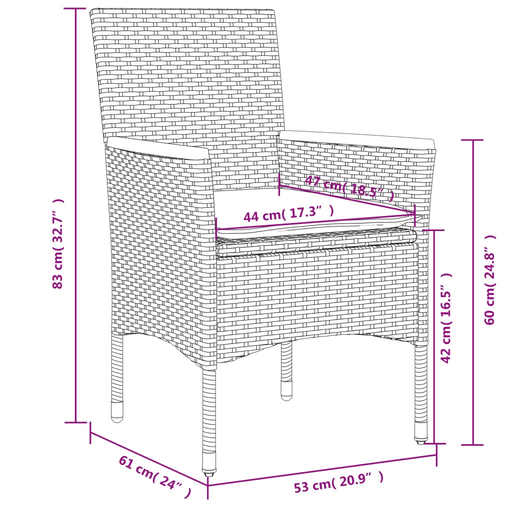 Set da Pranzo da Giardino 9 pz con Cuscini Polyrattan e Vetro 3278662