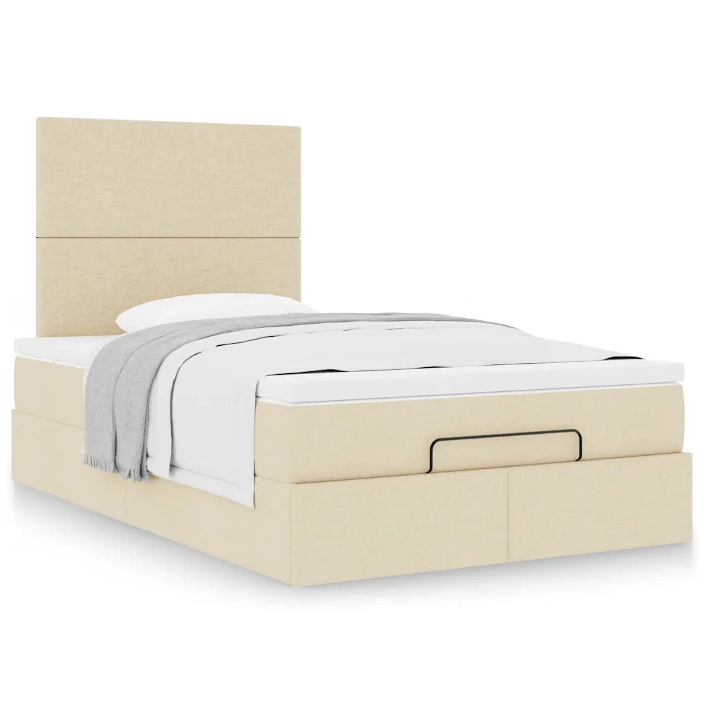 Struttura Letto Pouf con Materasso Crema 120x200 cm in Tessuto 3313069