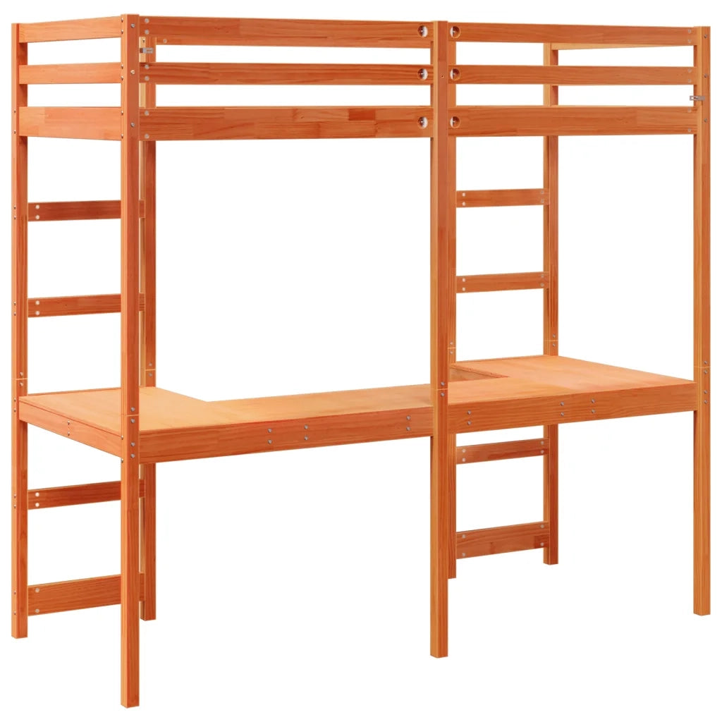 Giroletto Soppalco senza Materasso-Struttura Letto Marrone Cera 75x190cm Pino 915839