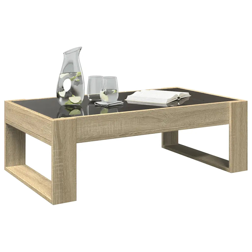Tavolino da Salotto con LED Infinity-Tavolino da soggiorno Rovere Sonoma 90x53x30 cm