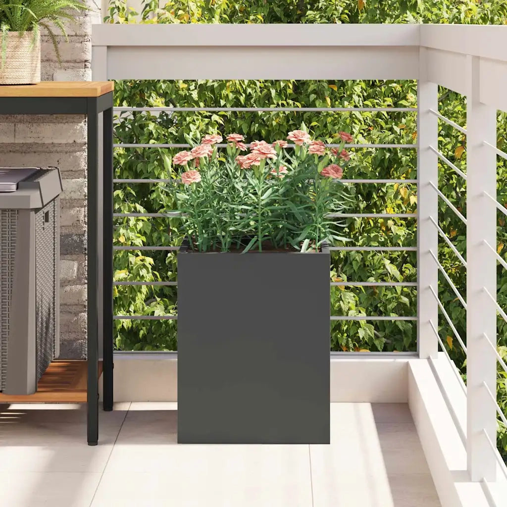 Vaso da giardino Nero 32 x 32 x 40 cm Acciaio laminato a freddo 876343