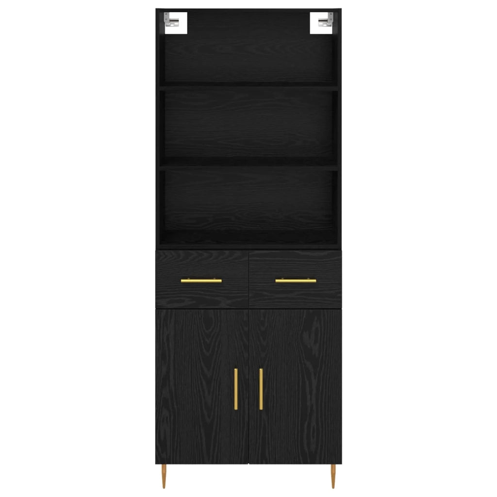 Credenza-Buffet-Armadio da cucina Rovere Nero 69,5 x 34 x 180 cm Legno multistrato 829834