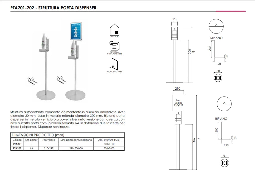 Porta Dispenser EASY con cornice A3 Verticale
