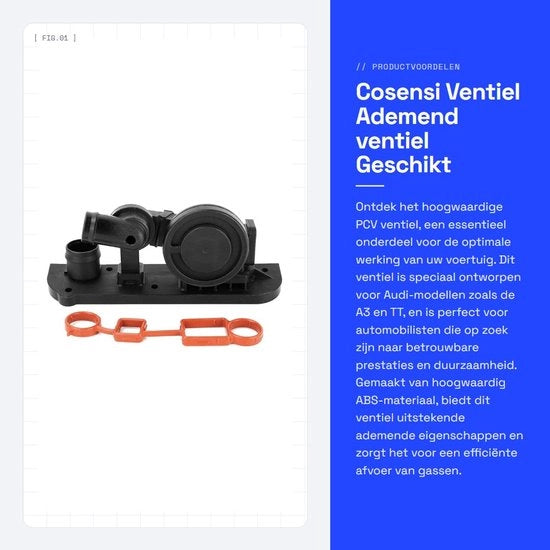 Vitello di scarico in PVC nuovissimo - Valvola di scarico - Materiale ABS - Adatto per A3/A4 - Codice OE 06F129101N - Nero