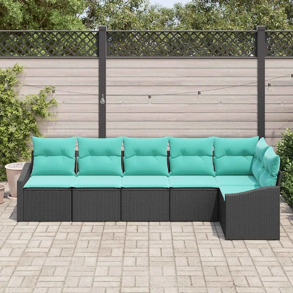 Set di divani con cuscino 6 pcs Nero polyrattan 3346746