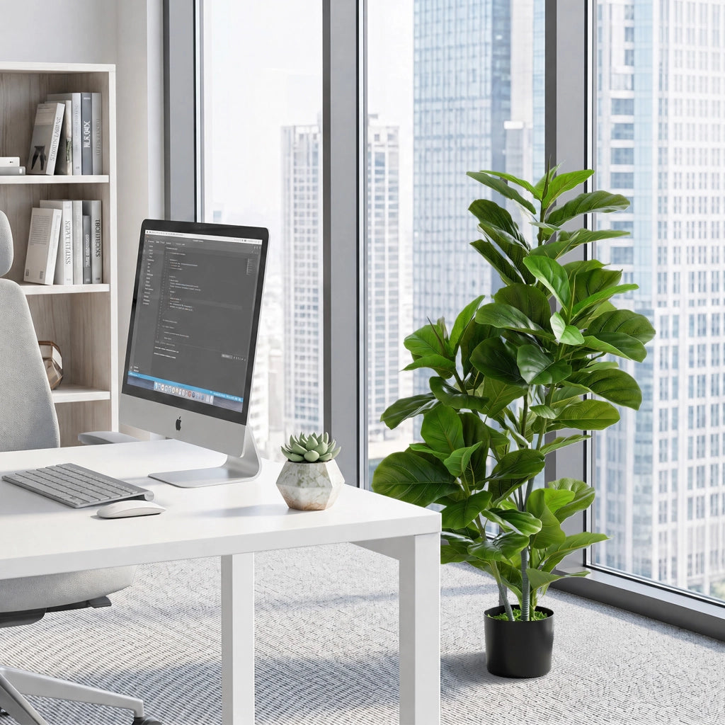 Pianta Finta Ficus ¨C Minimal ¨C Verde 110 cm con Vaso