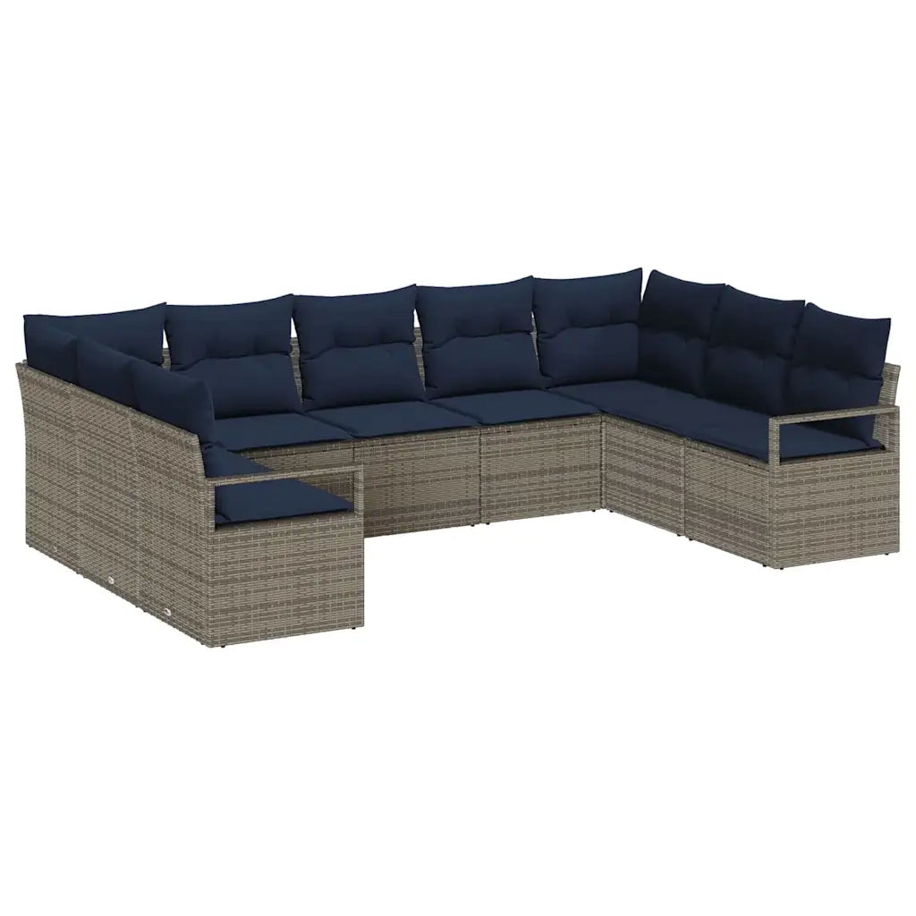 Set di divani con cuscino 9 pcs Grigio polyrattan 3346545