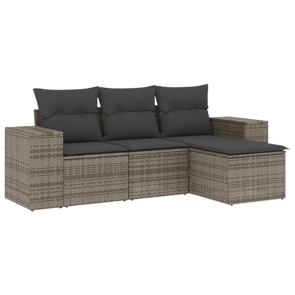 Set Divani da Giardino 4 pz con Cuscini in Polyrattan Grigio 3254807