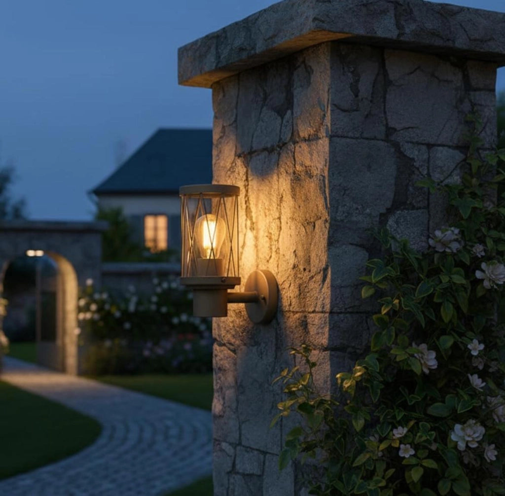 Applique da Esterno Ruggine LED Vintage IP54 E27 Lanterna a Parete Design Industriale per Giardino Terrazzo e Balcone Portoni