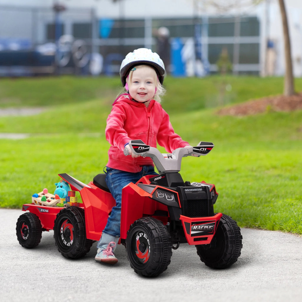 Quad elettrico per bambini con rimorchio ¨C Minimal ¨C rosso, 25 kg, 2,5 km/h