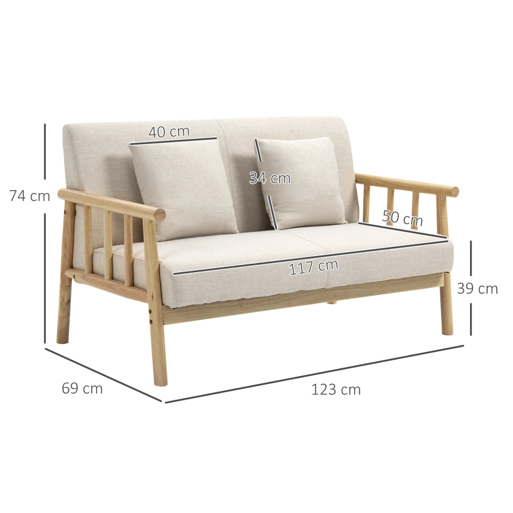 Divano 2 posti in tessuto effetto lino ¨C Xylo ¨C Beige, 123x69x74 cm