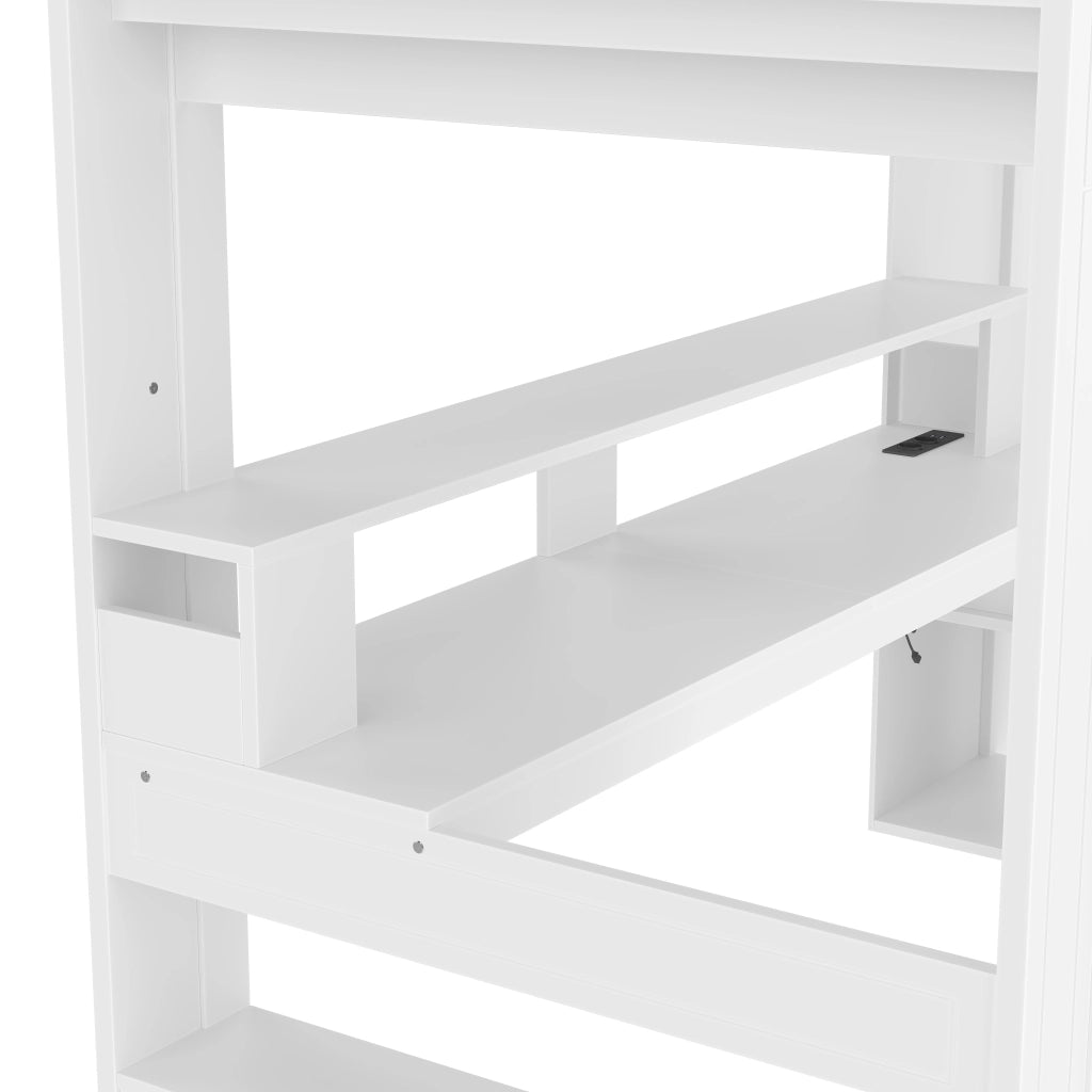 LETTO a soppalco 90x200 cm con scrivania e LED, bianco