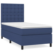Letto singolo | Letto per adulti | Giroletto a Molle con Materasso Blu 90x190 cm in Tessuto