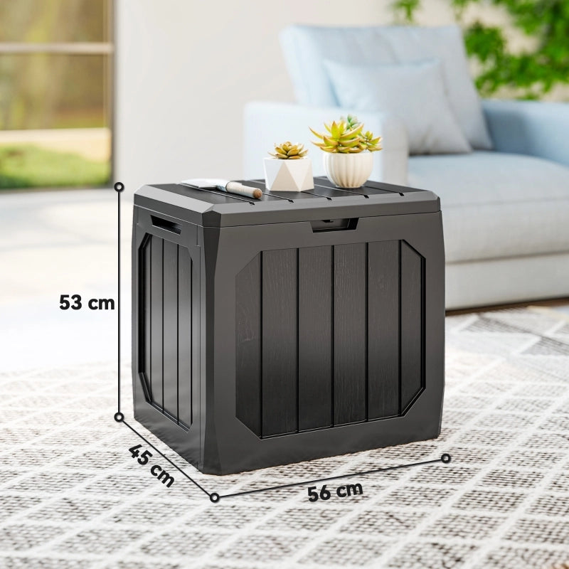 Contenitore da giardino in plastica da 121 litri, contenitore per esterni con maniglie, nero