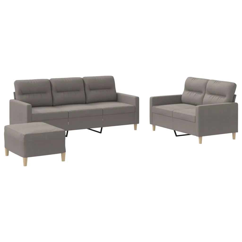 Set di Divani 3 pz con Cuscini Tortora in Tessuto 3201615