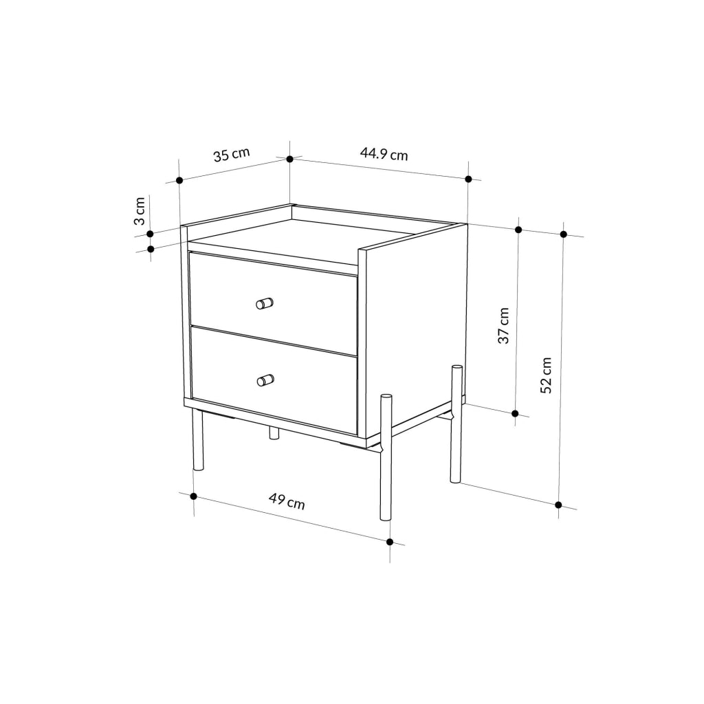Comodino in legno "Malta" - 45 x 35 x 52 cm - Marrone chiaro
