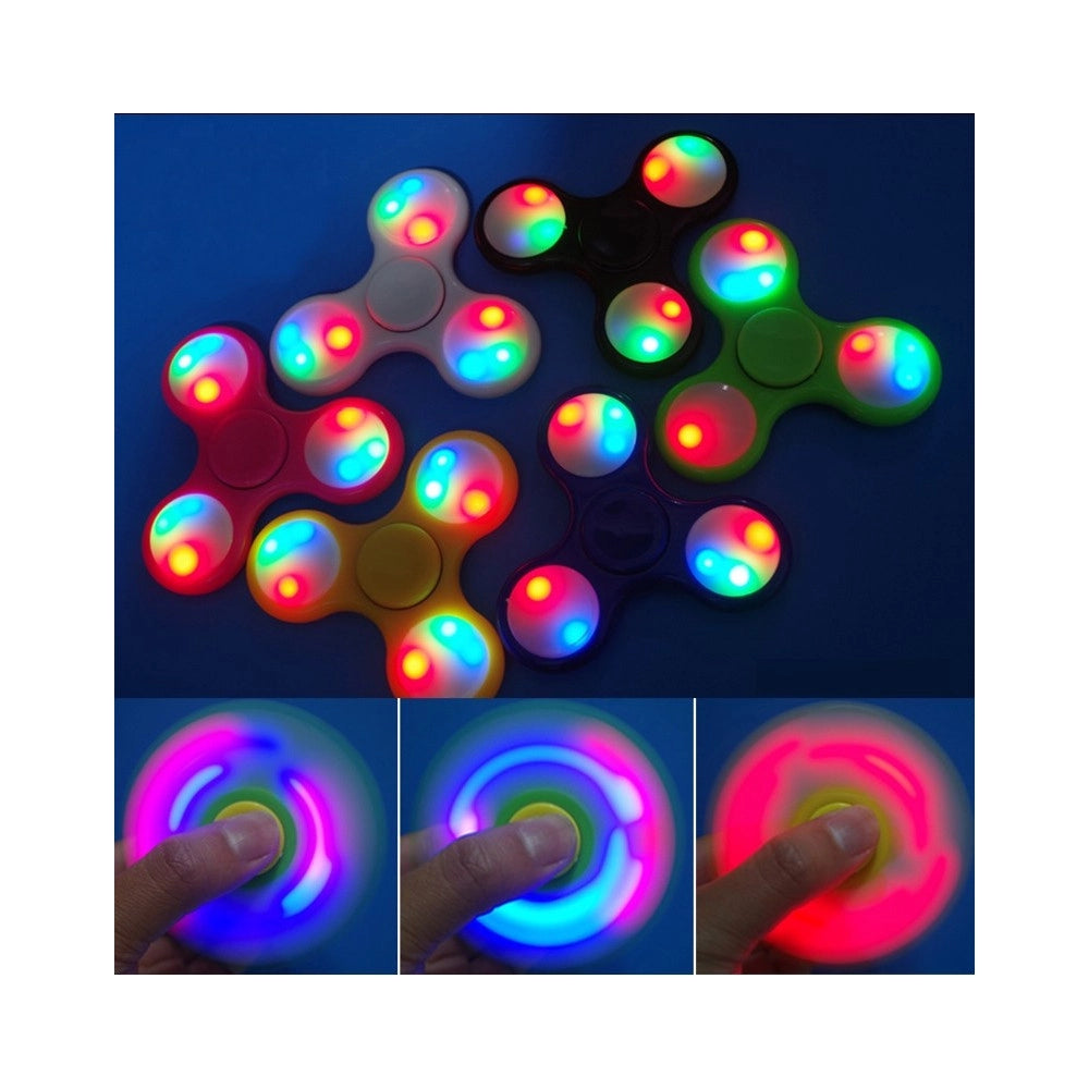 Trade Shop - Spinner Con Luci Led Luminoso Fidget Anti Stress 2 Pezzi Gioco Rilassante 3d -