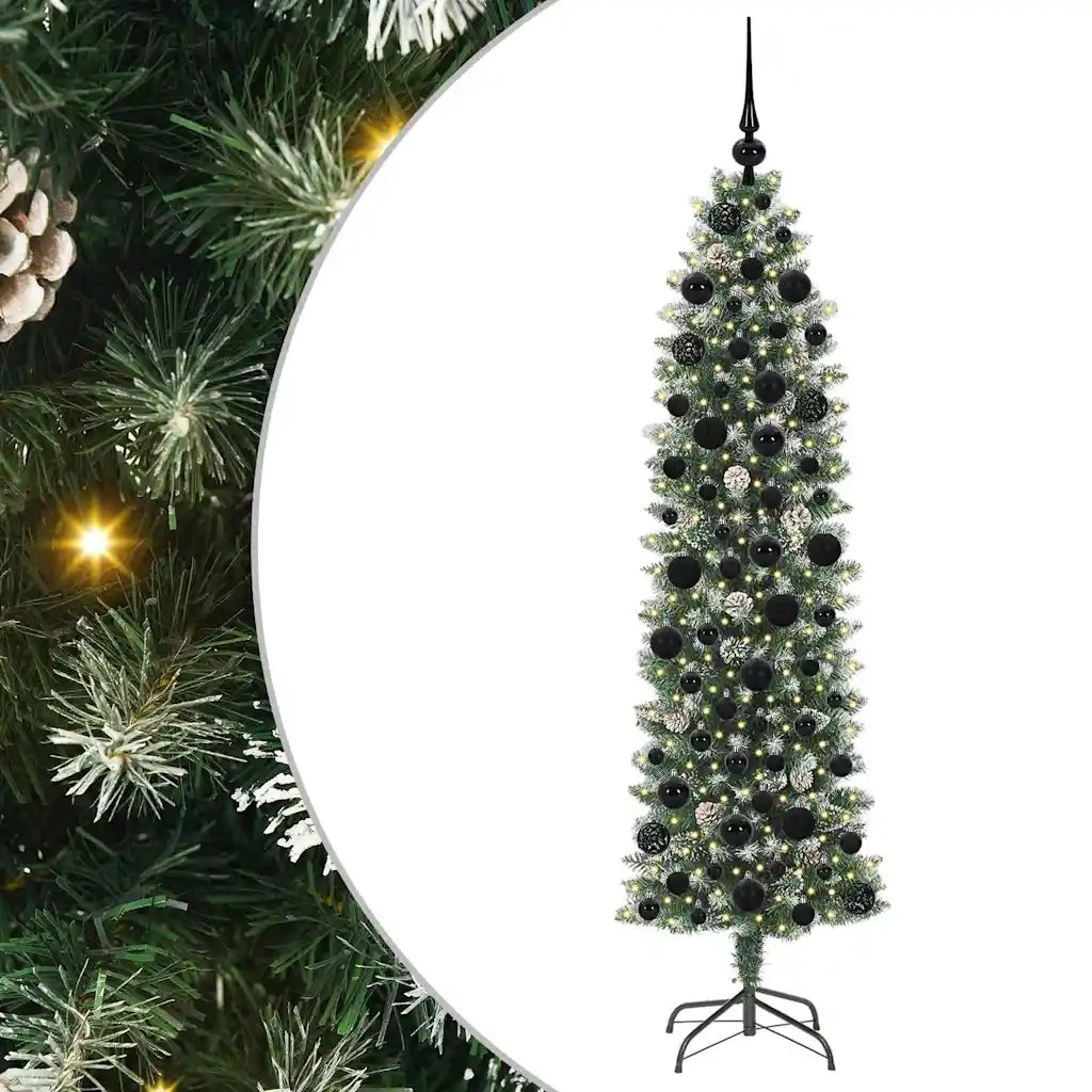 Albero di Natale Artificiale Sottile Verde e Bianco 180 cm 3395294